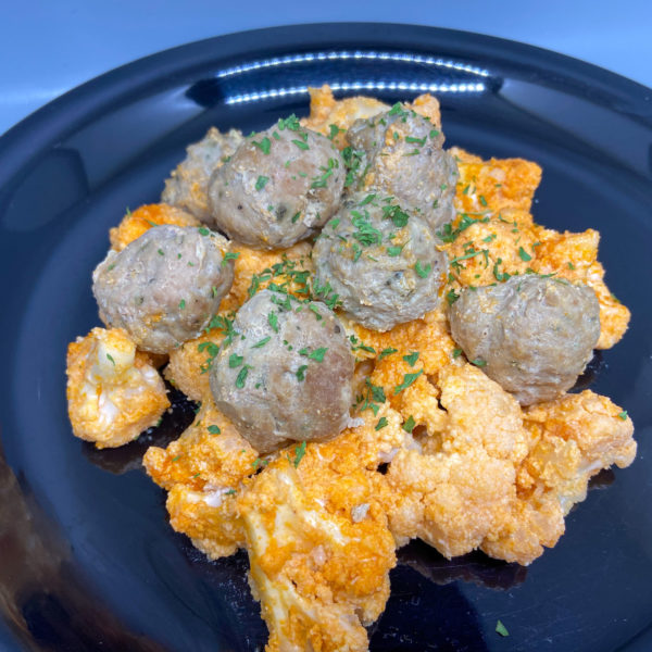 Buffalo Cauliflower and Turkey Meatballs